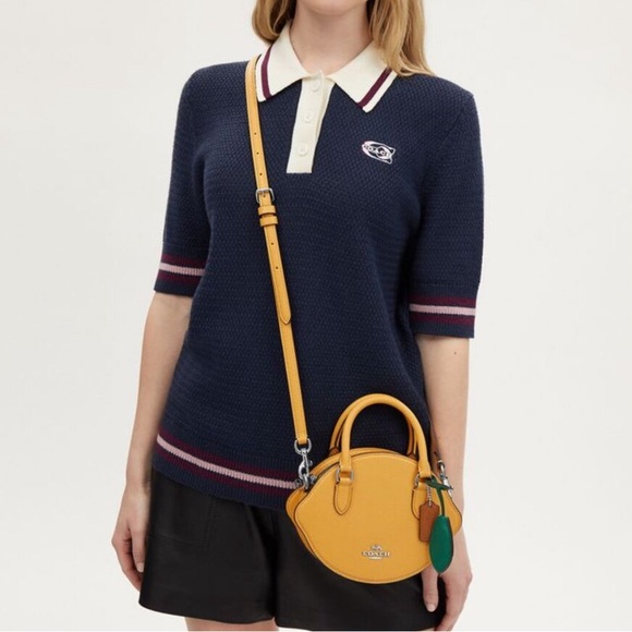 New Coach Silver/Honeycomb Lemon Crossbody # CR251 - Picture 4 of 9